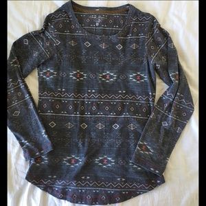 Aztec print long sleeve tee